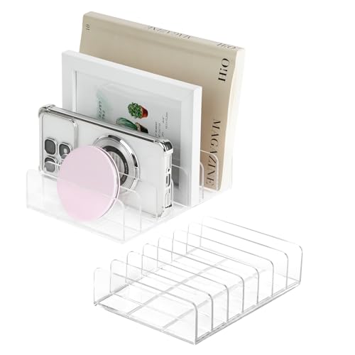 HAOTIAN-X Acryl Mail Holder, 2Pcs Clear Mail Organizer, 7 Fächer Letter Sorter, Transparent Letter Organizer Small File Holder, Umschlag vertikale Teiler für Büro, Home(17x12.5x4cm) von HAOTIAN-X