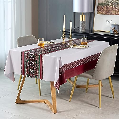 PVC Abwischbares Tischtuch, Boho Stil Abwischbare weiche Tischdecke, Vintage Muster Wiederverwendbare Wasser Fleck resistent Kunststoff Tischschutz für Küche Essen Party Picknick (140 x 200cm) von HAOTIAN-X