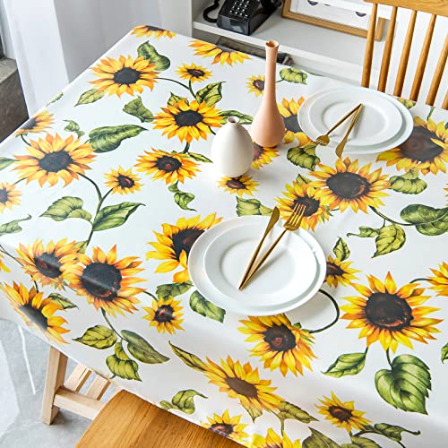 Sonnenblumen-Tischdecke, HAOTIAN-X Klassische Blumen-Tischdecke, Polyester, wasserabweisend, auslaufsicher, Blumen-Tischdecke für Partys, tägliches Essen (140 x 200 cm) von HAOTIAN-X