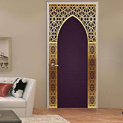 HAOTING Türaufkleber Türposter Selbstklebend 3D Indien & Arch Türtapete Selbstklebend Türposter 3D PVC Türtapeten Innentür Fototapete Tür Dekoration 88x200 cm von HAOTING
