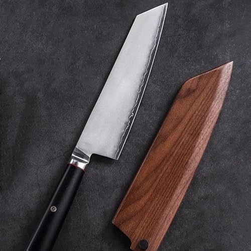 Handgefertigtes Damaskus-Messer, 3-lagig plattierter Stahl, scharfes Kiritsuke-Cleaver, japanisches Küchenmesser mit Holzabdeckung, Kochutensilien messer ( Color : Knife And Wood Cover , Size : 8 inch von HAOTING