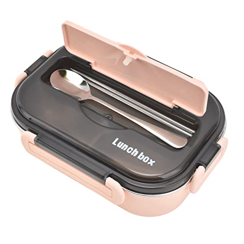 Brotdose, Fach 3 Gitter Thermo Bento Box Auslaufsicher mit Stäbchen Löffel für die Schule für Camping(Pink [Essstäbchen und Löffel senden]) von HAOX