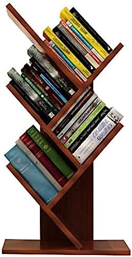 Holz-Desktop-Regal, kleine Bücherregale, Baum-Bücherregal mit 5 Regalen, Mini-Bücherregal für Bücher, Zeitschriften, CDs und Fotoalben im Wohnzimmer, Zuhause, Büro, Braun von HAOXINGXIN