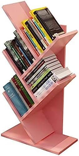 Holz-Desktop-Regal, kleine Bücherregale, Baum-Bücherregal mit 5 Regalen, Mini-Bücherregal für Bücher, Zeitschriften, CDs und Fotoalben im Wohnzimmer, Zuhause, Büro, Pink von HAOXINGXIN