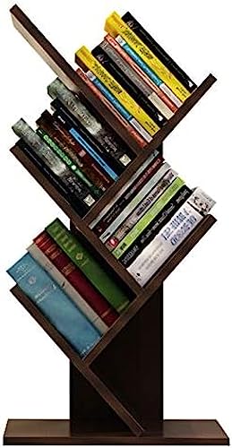 Holz-Desktop-Regal, kleine Bücherregale, Baum-Bücherregal mit 5 Regalen, Mini-Bücherregal für Bücher, Zeitschriften, CDs und Fotoalben im Wohnzimmer, Zuhause, Büro, Rindenbraun von HAOXINGXIN