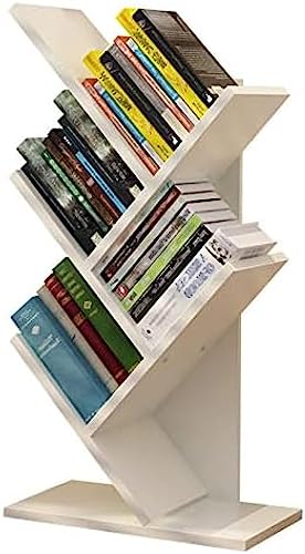Holz-Desktop-Regal, kleine Bücherregale, Baum-Bücherregal mit 5 Regalen, Mini-Bücherregal für Bücher, Zeitschriften, CDs und Fotoalben im Wohnzimmer, Zuhause, Büro, Weiß von HAOXINGXIN