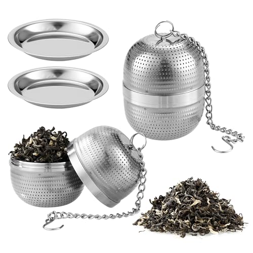 2 Stück Teesieb für Losen Tee, Edelstahl Teeei, Exquisite Brauer Sieb Ball für Teekanne, Teetasse und Küche Kochen von HAOYULUO