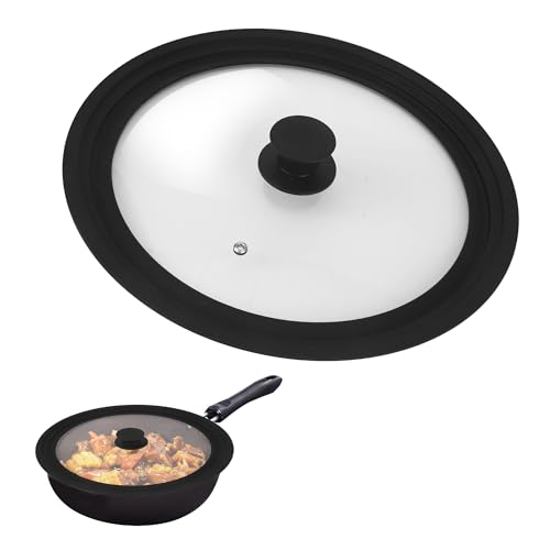 Universaldeckel,24-26-28cm Pfannendeckel Universal,MultifunktionalerPfannendeckel, Hitzebeständiger Glasdeckel mit Silikonrand, Geeignet für Pfannen und Töpfe (24-26-28cm) von HAOYULUO