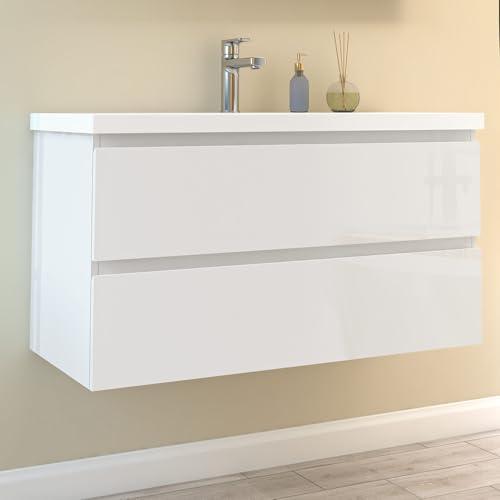 HAPAOSO 100cm Waschtisch mit Unterschrank Badezimmer Keramik-Waschbecken mit Unterschrank Weiß Hochglanz HAPAOSO 100cm Waschtisch mit Unterschrank Badezimmer Keramik-Waschbecken mit Unterschrank Weiß Hochglanz von HAPAOSO