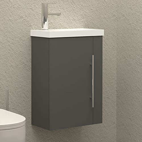 HAPAOSO Gäste WC Waschbecken mit Unterschrank 45 cm Breit 1 Soft-Close Türen Waschbeckenunterschrank Klein Grau 2 Regale Genügend Stauraum Hängend HAPAOSO Gäste WC Waschbecken mit Unterschrank 45 cm Breit 1 Soft-Close Türen Waschbeckenunterschrank Klein Grau 2 Regale Genügend Stauraum Hängend von HAPAOSO