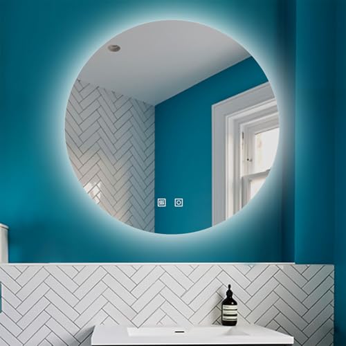 HAPAOSO LED Rund Badspiegel 90cm DREI Lichtfarbe dimmbar Speicherfunktion Touch/Wandschalter Beschlagfrei Runder Spiegel automatische Abschaltung HAPAOSO LED Rund Badspiegel 90cm DREI Lichtfarbe dimmbar Speicherfunktion Touch/Wandschalter Beschlagfrei Runder Spiegel automatische Abschaltung von HAPAOSO
