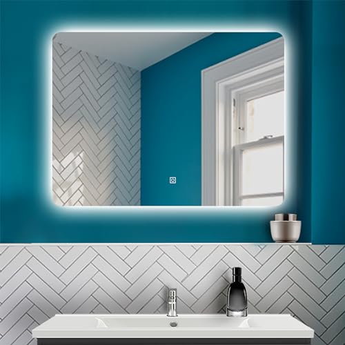 HAPAOSO LED Spiegel mit Beleuchtung 100x70cm Badezimmerspiegel Kaltweiß Dimmbar Wandspiegel mit Touch- und Wandschalter Speicherfunktion HAPAOSO LED Spiegel mit Beleuchtung 100x70cm Badezimmerspiegel Kaltweiß Dimmbar Wandspiegel mit Touch- und Wandschalter Speicherfunktion von HAPAOSO