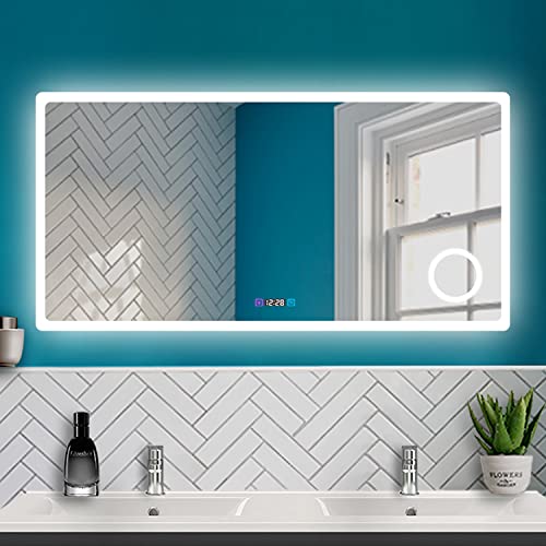 HAPAOSO Led Spiegel Bad mit Uhr Dimmbar 160 x 80 cm Kaltweiß + Neutralweiß + Warmweiß Beleuchtung Beschlagfrei 3X Vergrößerung Touch Schalter Spiegel LED für Badezimmer Horizontal IP44 Energiesparend HAPAOSO Led Spiegel Bad mit Uhr Dimmbar 160 x 80 cm Kaltweiß + Neutralweiß + Warmweiß Beleuchtung Beschlagfrei 3X Vergrößerung Touch Schalter Spiegel LED für Badezimmer Horizontal IP44 Energiesparend von HAPAOSO
