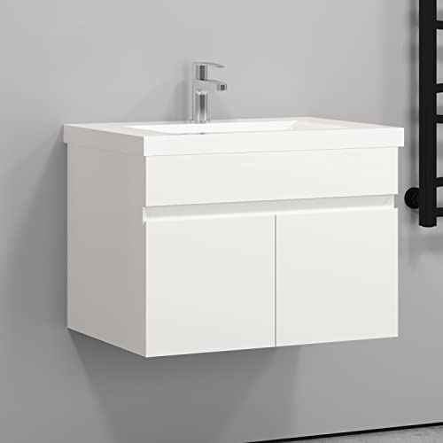 HAPAOSO Waschtisch mit Unterschrank 60 cm Breit Weiss Badmöbel Set Hängend 2 Soft-Close Türe MDF-Platte HAPAOSO Waschtisch mit Unterschrank 60 cm Breit Weiss Badmöbel Set Hängend 2 Soft-Close Türe MDF-Platte von HAPAOSO