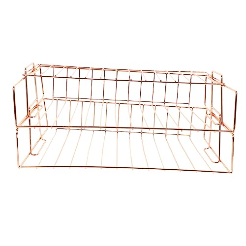 HAPINARY 1 Satz Feilenhalter aus Schmiedeeisen Deckel Vinyl Tür Schränke Desktop Book Shelves bücherstützen Aufbewahrungsständer für den Haushalt mehrschichtiger Speicherhalter Rose Gold von HAPINARY