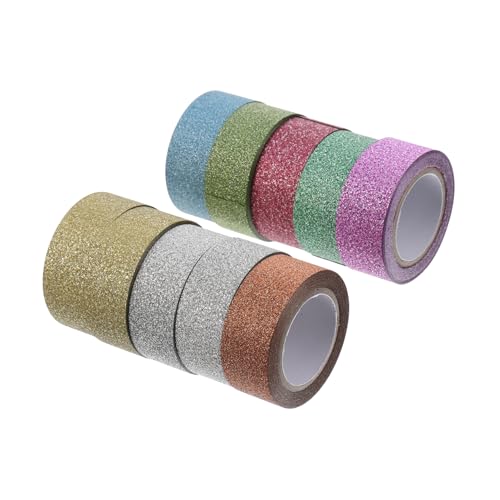 HAPINARY 10 Stück Teiliges Washi Tape mit Glitzereffekt Reißbares Dekoratives Klebeband aus Washi Papier für DIY Scrapbooking Geschenkverpackungen Einfach Abreißbar Rückstandsfrei von HAPINARY