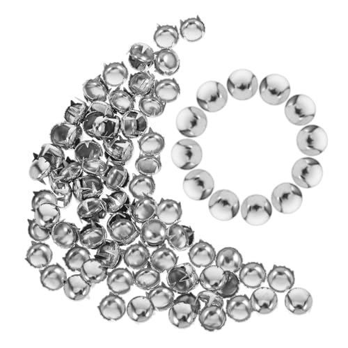 HAPINARY 100 Stück Runde Kuppelnieten Klauen Rivet Spots für DIY Kleidung und Taschen Mushroom Head Spike Prong Nail Silber für Bastelprojekte von HAPINARY