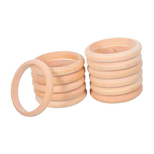 HAPINARY 12 Stück Teiliges Blanko Holzarmbänder aus Natürlichem Holz Glatte Unbemalte Holzringe als DIY Schmuckverbinder für Basteln Schmuckherstellung und Armbandgestaltung von HAPINARY