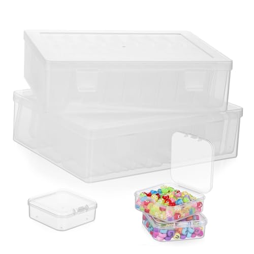 HAPINARY 2 Sätze Transparente Aufbewahrungsbox Aus Kunststoff Kleine Aufbewahrungsboxen Perlenorganisator Perlenspeicher Perlenbehälter Juwelierorganisator Handwerksorganisator Plastik von HAPINARY