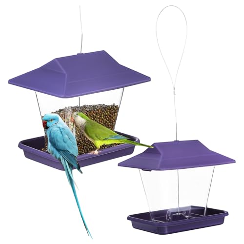 HAPINARY 2 Stück Balkon Vogel Futterstation Transparent Futterbehälter zum Aufhängen Installieren Wetterfest für Garten Terrasse Wildvögel von HAPINARY
