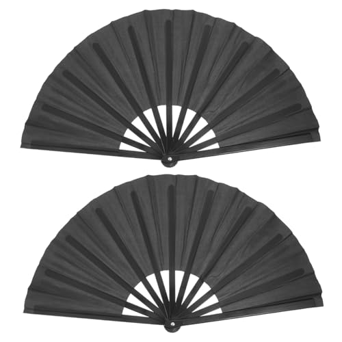 HAPINARY 2 Stück Faltbarer Großer Handfächer Tai Ji Fan Schwarz Faltbar Robust Abs Nylon Handventilator Tanz Festival Bühnenperformance HAPINARY 2 Stück Faltbarer Großer Handfächer Tai Ji Fan Schwarz Faltbar Robust Abs Nylon Handventilator Tanz Festival Bühnenperformance von HAPINARY