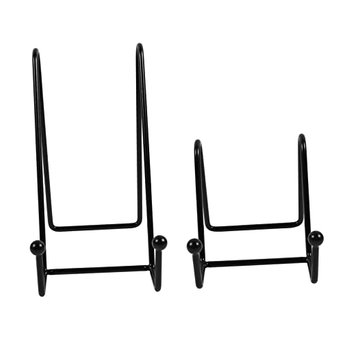 HAPINARY 2 Stück Stabiler Metall Display Stand Rutschfester Teller Buchhalter in Schwarz Nordic Style Anti Kratzer Aufsteller für Teller Bücher Fotos Dekorativ und Formbeständig von HAPINARY