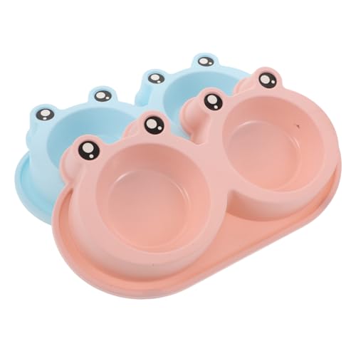 HAPINARY 2 Stück Teiliges Froschform mit Doppelkammern und Rutschfester Anti-Umkippschutz-Basis Erhöhter Futternapf mit Wasserbarriere für Sauberes Futter Geeignet für Kleine Haustiere von HAPINARY