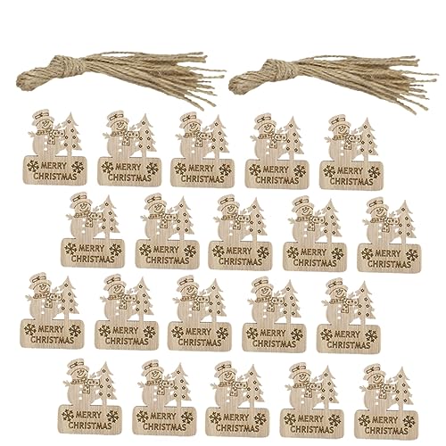HAPINARY 20 Stück Teiliges Holzanhänger Weihnachtsdeko Schneemann und Baum Form DIY Holzschmuck zum Bemalen und Aufhängen Geruchsneutral Handgeschnitten für Festliche Bastelprojekte von HAPINARY