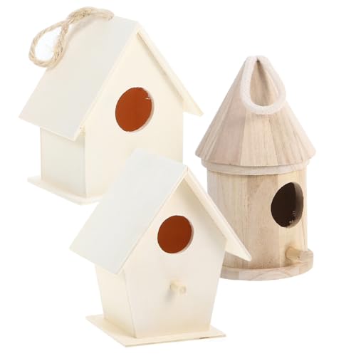 HAPINARY 3 Stück Teiliges DIY Holz Vogelhaus mit Breitem Eingang Natürlichem Holzmaterial Dickem Hänge Seil Kreativer Garten und Wohnungsdekoration für Kleine Vögel Wie Kanarien Papagei HAPINARY 3 Stück Teiliges DIY Holz Vogelhaus mit Breitem Eingang Natürlichem Holzmaterial Dickem Hänge Seil Kreativer Garten und Wohnungsdekoration für Kleine Vögel Wie Kanarien Papagei von HAPINARY