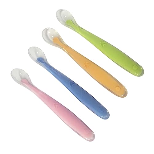 HAPINARY 4 Stück Babylöffel Teiliges Geschirr für Kleinkinder Zahnungshilfe mit Ergonomischem Griff für Selbstständiges Essen Zufällige Farben Zufällige Farbe Zufällige Farbe von HAPINARY