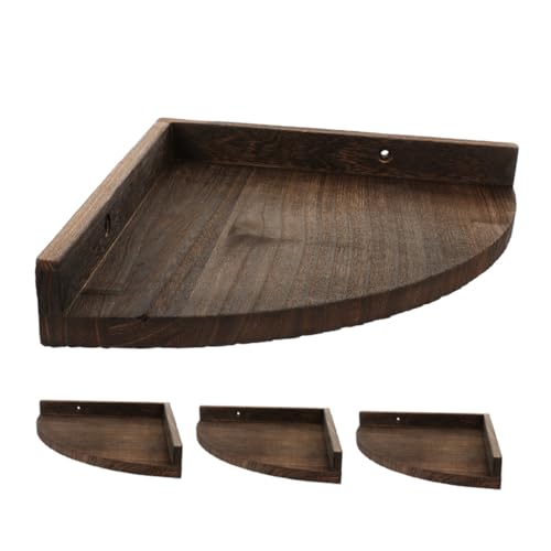 HAPINARY 4 Stück Rustikales Eckregal Wandmontierte Schwebende Dreieckregale mit Verstärkter Stabilität Pflegeleichtes Holzregal für Wohnzimmer Schlafzimmer Bad und Küche von HAPINARY