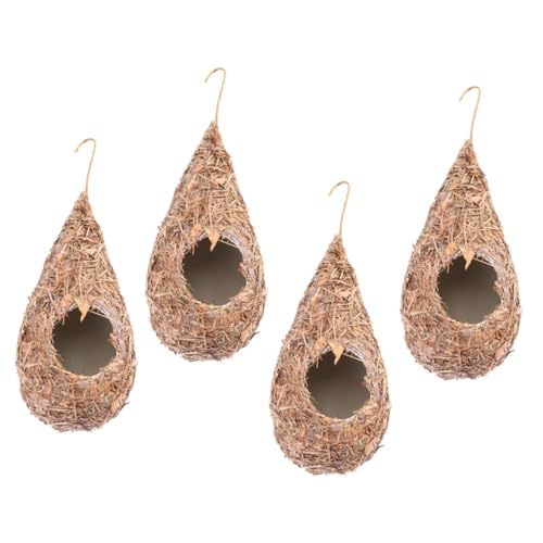 HAPINARY 4 Stück Teiliges Handgewebtes Künstliches Vogelbrutnest aus Gras Rustikales Hängendes Vogelnest für Gartendeko und Vogelliebhaber Natürlicher Schutz und Gemütlicher Schlafplatz für HAPINARY 4 Stück Teiliges Handgewebtes Künstliches Vogelbrutnest aus Gras Rustikales Hängendes Vogelnest für Gartendeko und Vogelliebhaber Natürlicher Schutz und Gemütlicher Schlafplatz für von HAPINARY
