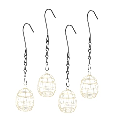 HAPINARY 4 Stück Vogelfütterer Vogelkäfig Futterhalter Hof liefert Hängenden Vogelhäuschen Vogelfutterversorgung Ball Vogelhäuschen Outdoor-Vogelfutter-Organizer Eisendraht Golden von HAPINARY
