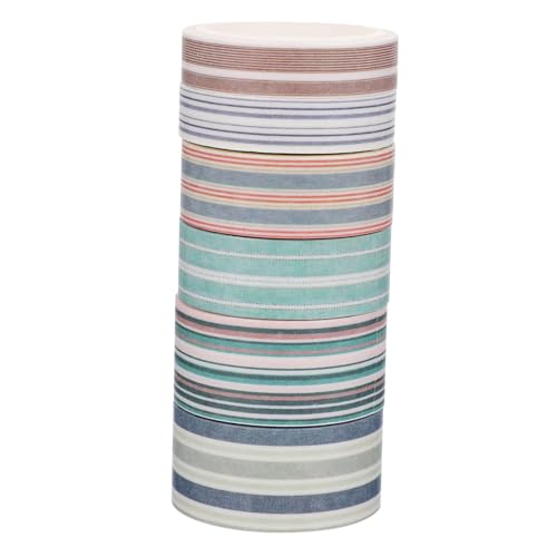 HAPINARY 6 Rollen Washi Tape Streifen Dekoratives Klebeband für Scrapbooking DIY Geschenkverpackung Einfach zu Kleben und Rückstandsfrei Entfernbare Bastelbänder von HAPINARY