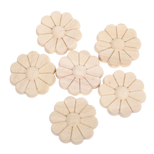 HAPINARY 6 Stück Teiliges Holz Geschnitzte Runde Applikationen aus Massivem Holz Dekorative Möbelverzierung Künstlerische Holzornamente für Schrank Türdekoration Langlebig und Elegant von HAPINARY