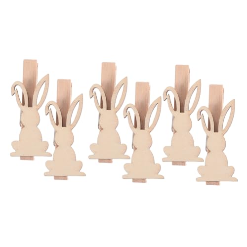 HAPINARY 6stücke Holzklammern Hase Mini-bilderklammern Aus Holz Hasennadeln Dekorative Wäscheklammern Für Notizklammer Papierklammern Osterdeko Schule Zuhause von HAPINARY