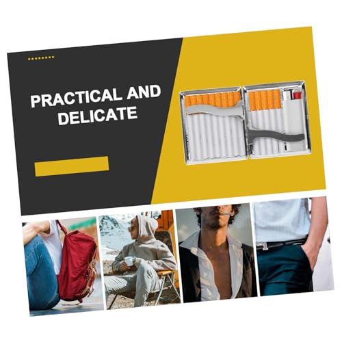 HAPINARY Automatisches Zigarettenetui aus Edelstahl Portabler Robuster mit Klappbarem Deckel Leichtes Stilvolles Zigarettenbox case für Unterwegs von HAPINARY