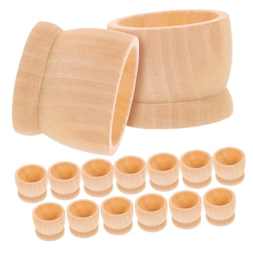 HAPINARY Eierbecherständer aus Holz 15-teilig hölzerne Eierhalter für Osterdeko Eierbecher-Set Kinderbasteln Heim- und Bürodeko von HAPINARY