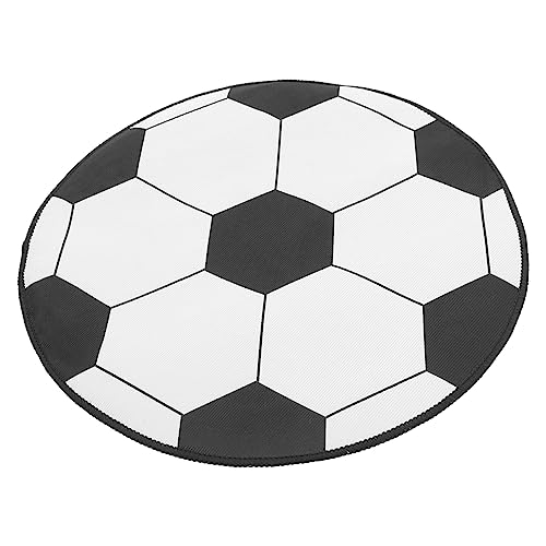 HAPINARY Runder Fußball Stuhlmatte Teppich Antirutsch Bodenmatte Für Bürostuhl Durchmesser Dekorative Fußmatte Im Fußball Design Für Wohnzimmer Und Schlafzimmer von HAPINARY