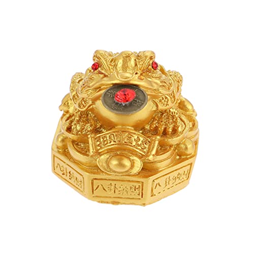 HAPINARY Goldene Kröte Feng Shui Ornament Glückliche Krötenstatue Feng-Shui Glückskröte Geld-Statue Feng Shui Geldkröte Desktop-Geschenke Geschenke Fürs Auto Harz Büro Anzeige Frosch von HAPINARY