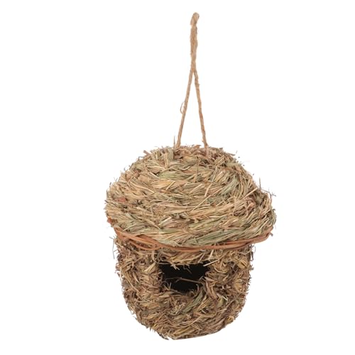 HAPINARY Handgewebtes Wetterfestes Vogelhaus aus Natürlichem Stroh Hängendes Nistnest für Kleine Vögel Wie Dekoratives Outdoor Vogelnest Installieren für Garten und Terrasse von HAPINARY
