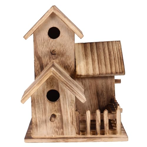 HAPINARY Holz Vogelhaus mit Breitem Eingang Dekoratives Outdoor Nistkasten Kunsthandwerk Natürlicher Unterschlupf für Kleine Vögel Stabilem Aufhängeseil als DIY Bausatz und von HAPINARY