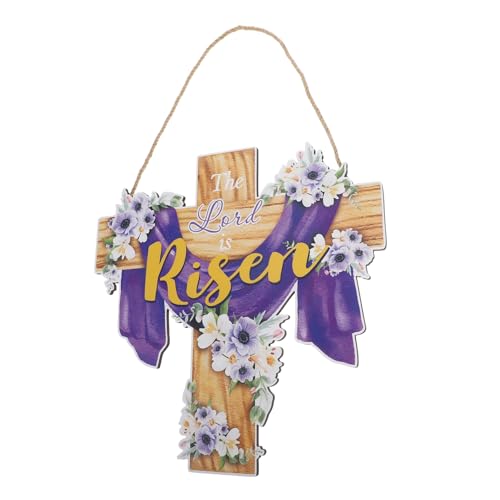HAPINARY Holzkreuz Wanddeko mit Blumen Leichtes Türschild aus Holz Handgefertigt Wetterbeständig Rustikale Christliche Dekoration für Haus Veranda Wand und Tür von HAPINARY