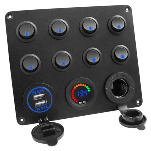 HAPINARY Kanal Auto Bedienfeld mit Wasserdichtem Digitalem Voltmeter Dual USB Ladeanschlüssen Panel Geeignet für Boot Wohnmobil Camping Multifunktionaler Kippschalter HAPINARY Kanal Auto Bedienfeld mit Wasserdichtem Digitalem Voltmeter Dual USB Ladeanschlüssen Panel Geeignet für Boot Wohnmobil Camping Multifunktionaler Kippschalter von HAPINARY