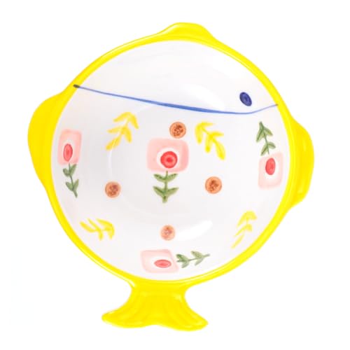 HAPINARY Keramik Katzennapf Fischform rutschfest Schmutzabweisend Sicherer Futternapf für Kleine Katzen und Hunde Ergonomisch mit Nackenschutz Gelb Lebensmittelecht Praktisches Design HAPINARY Keramik Katzennapf Fischform rutschfest Schmutzabweisend Sicherer Futternapf für Kleine Katzen und Hunde Ergonomisch mit Nackenschutz Gelb Lebensmittelecht Praktisches Design von HAPINARY