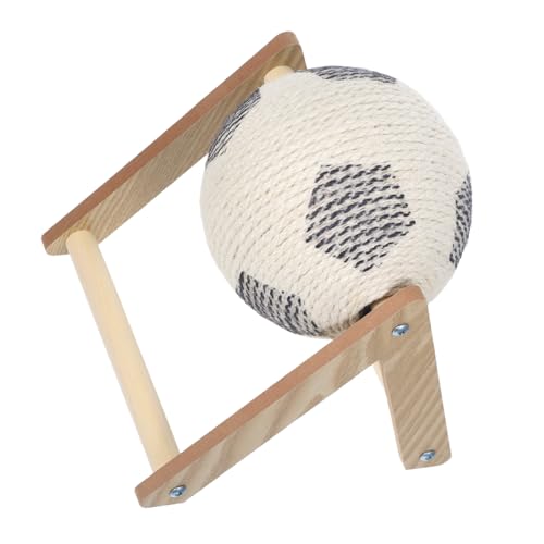 HAPINARY Kratzball Katzen aus Sisal mit Holzbasis Interaktives Langlebiges Katzenkratzspiel für Gesunde Krallenpflege und Möbel Schutz Geeignet für Kleine und Mittelgroße Katzen Hellbraun von HAPINARY