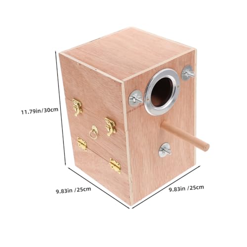 HAPINARY Parrot Breeding Box aus Holz mit Ständer Sicherer Warmer Nistplatz für Wellensittiche Nymphensittiche und Papageien Natürliches Verhalten Fördernd für Kältere Jahreszeiten von HAPINARY