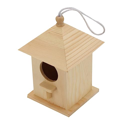 HAPINARY Robustes Holz Vogelhaus Nistkasten Garten Wetterfestes Futterhäuschen für Kleine Vögel Wie Kanarien Lerchen Papageien Natürliche Holzoptik Sicherer Lebensraum für Draußen von HAPINARY