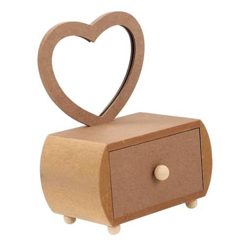HAPINARY Schminktisch Holz Dresser zum Selbstgestalten DIY Aufbewahrungsbox mit Spiegel Unbemalt für Bastelprojekte und Kreative Dekoration Fördert Fantasie und Motorik von HAPINARY