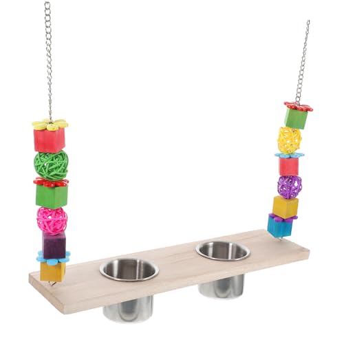HAPINARY Vogelspielzeug Papageien Schaukel mit Futterbecher Hängend aus Holz Kauspielzeug für Wellensittiche und Käfigvögel Fördert Balance und Koordination Einfache Installation HAPINARY Vogelspielzeug Papageien Schaukel mit Futterbecher Hängend aus Holz Kauspielzeug für Wellensittiche und Käfigvögel Fördert Balance und Koordination Einfache Installation von HAPINARY